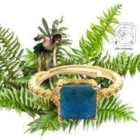Bague apatite bleu sur argent dore