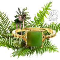 Bague jade sur argent dore