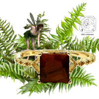 Bague oeil de tigre sur argent dore