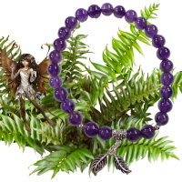 Brac amethyste feuille argent