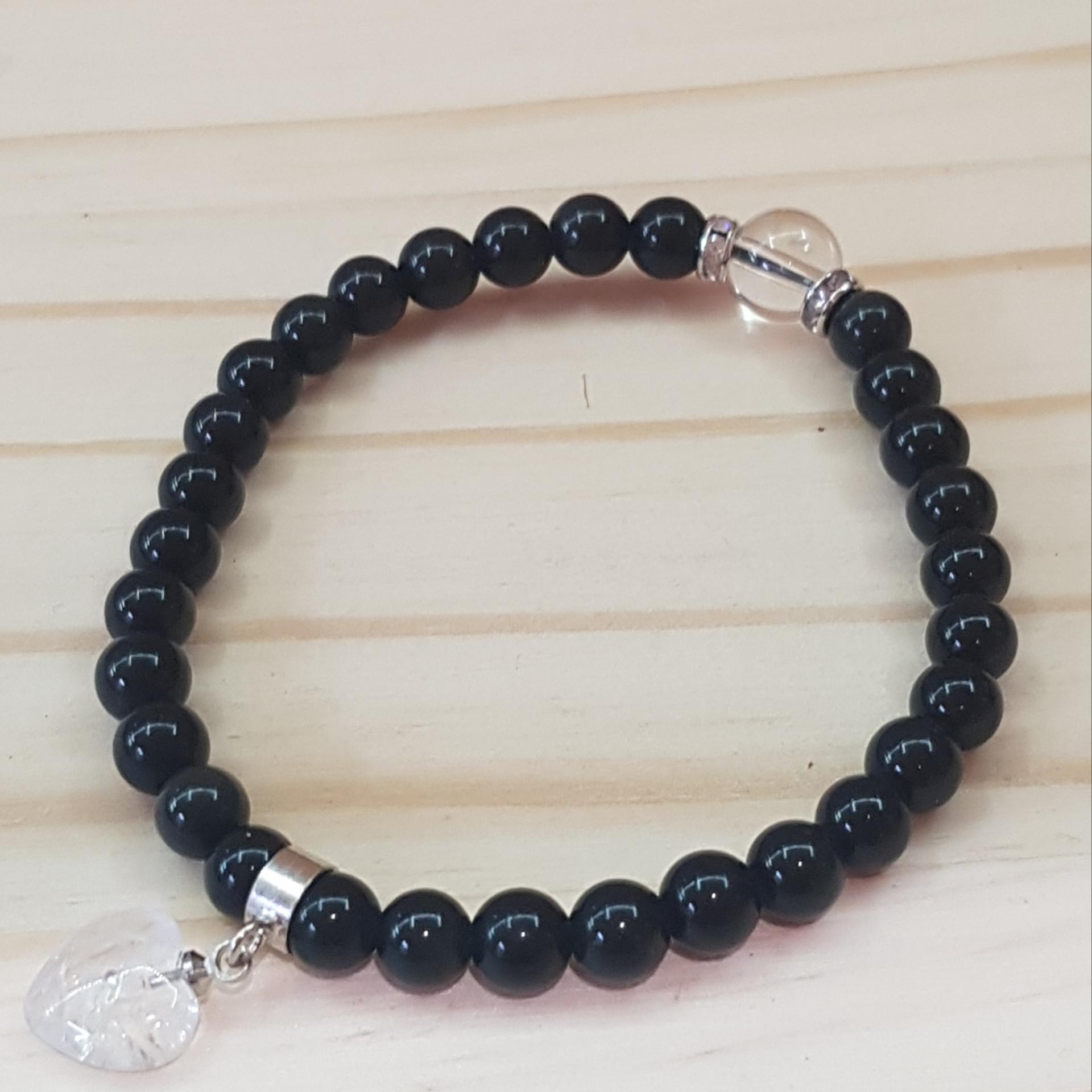Bracelet 6mm oeil celeste coeur
