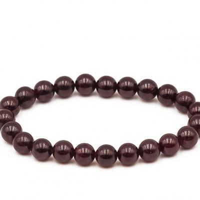 Bracelet boule 08mm grenat rouge 1