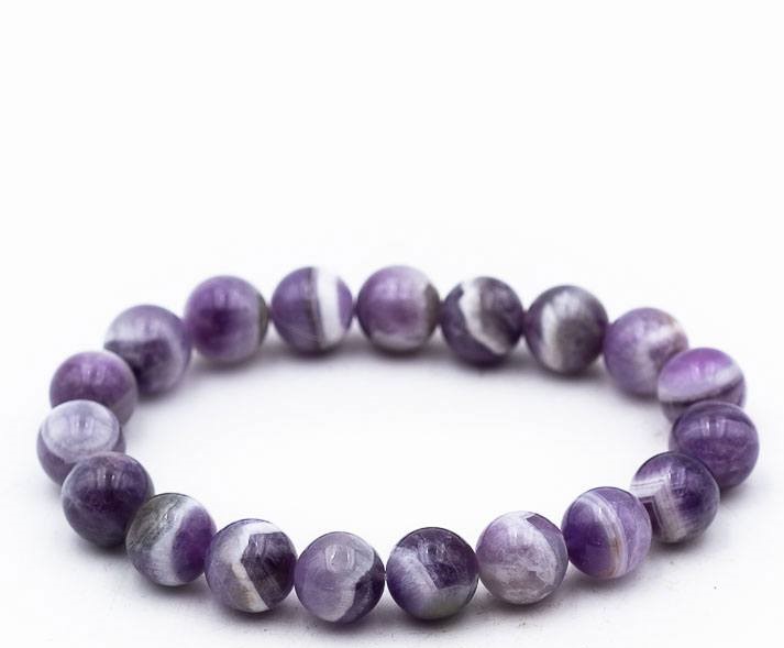 Bracelet boule 10mm amethyste rubanee 1