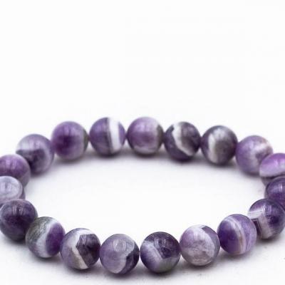 Bracelet boule 10mm amethyste rubanee 1