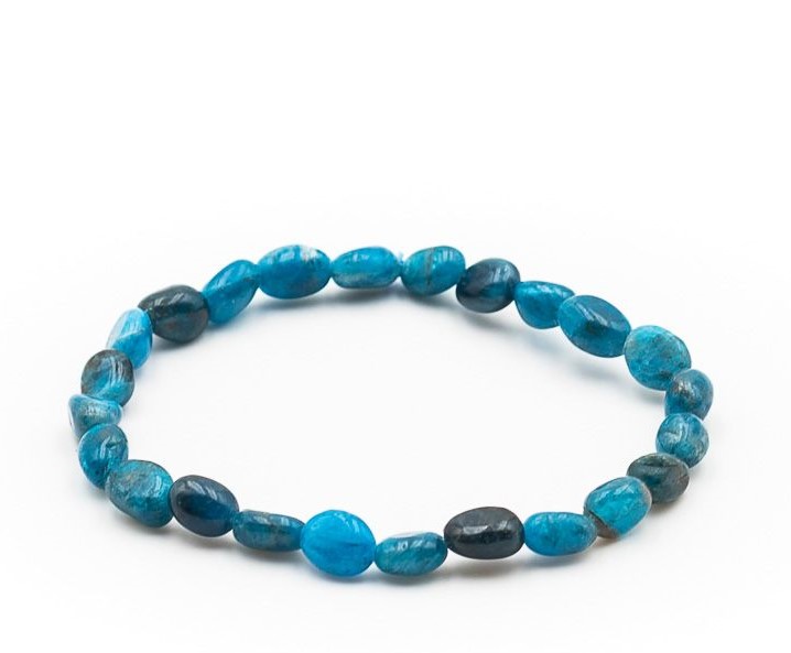 Bracelet pierre roulee apatite bleue 1