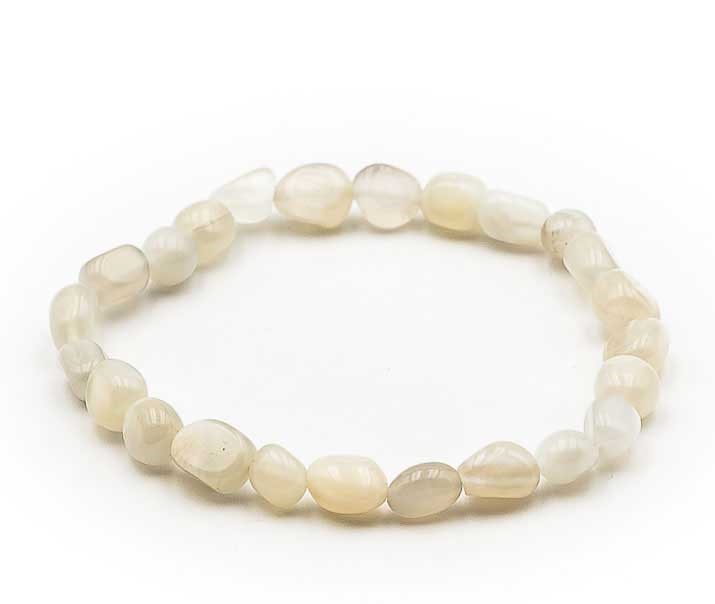 Bracelet pierre roulee pierre de lune beige