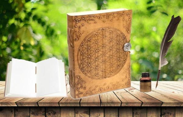 Carnet cuir fleur de vie