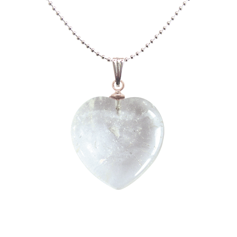 Coeur pendentifs mineraux cristal de roche