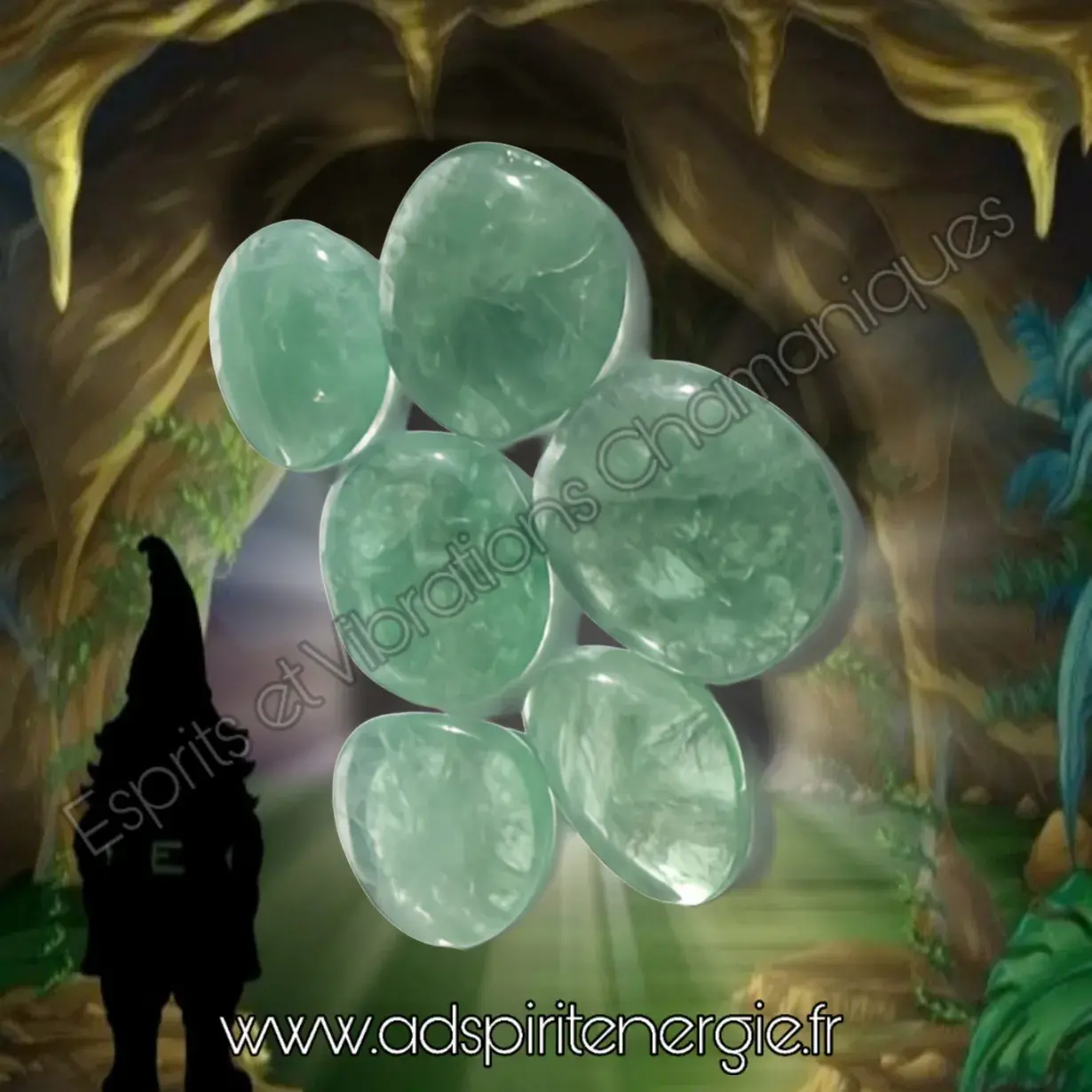 Fluorite verte galet plat 1