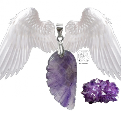 Pendentif aile d ange amethyste argent