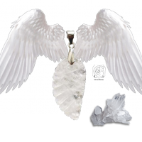 Pendentif aile d ange cristal de roche argent