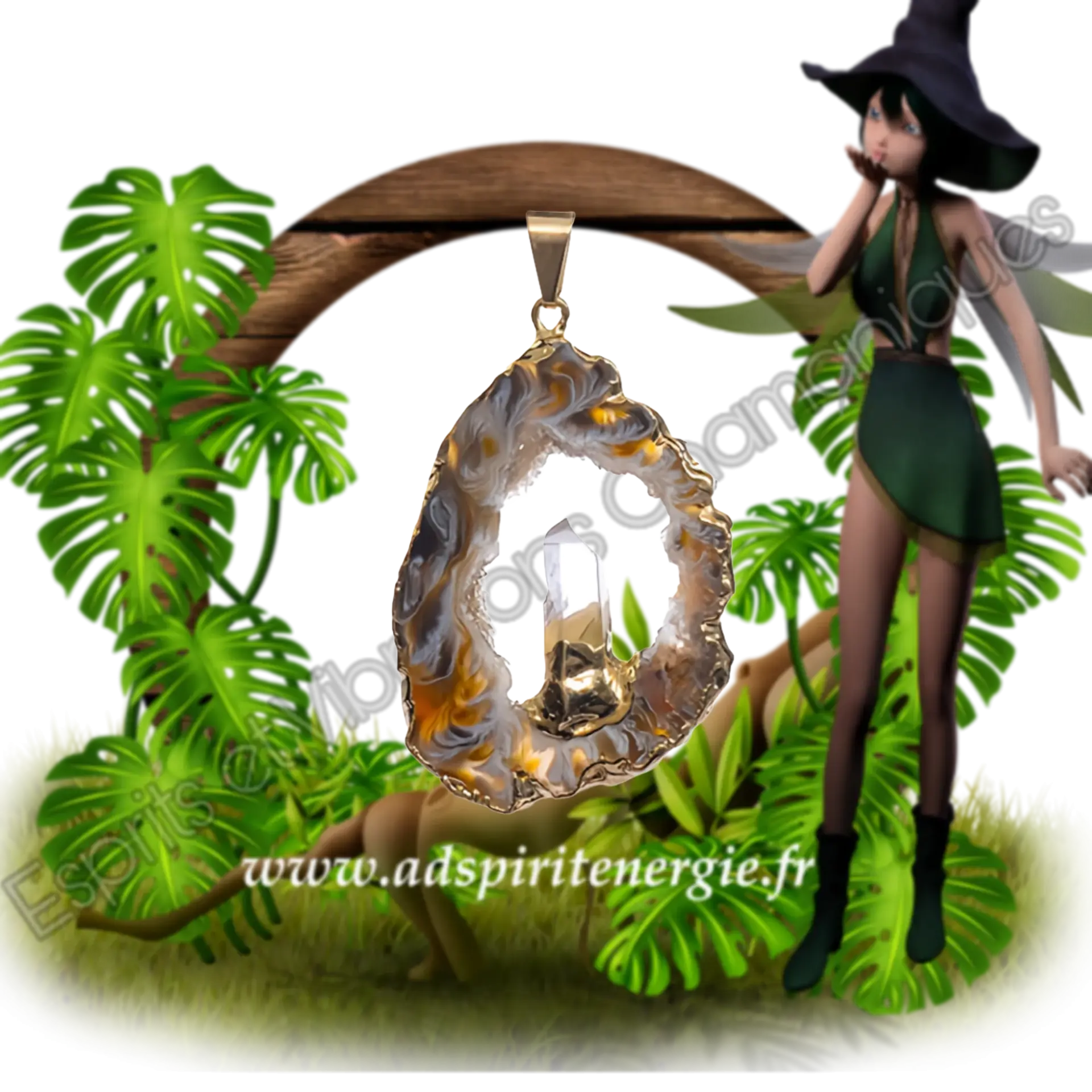 Pendentif geode agate cristal