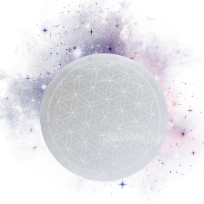 Plaque selenite fleur de vie 10cm